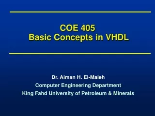 COE 405  Basic Concepts in VHDL