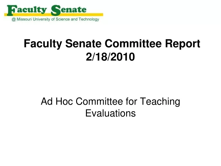 faculty senate committee report 2 18 2010