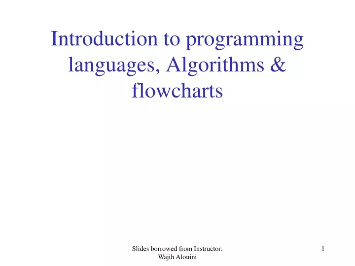 introduction to programming languages algorithms flowcharts