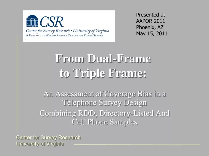 from dual frame to triple frame