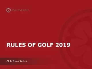 RULES OF GOLF 2019