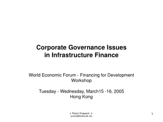 Corporate Governance Issues in Infrastructure Finance