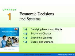1-1	 Satisfying Needs and Wants 1-2	 Economic Choices 1-3	 Economic Systems 1-4	 Supply and Demand