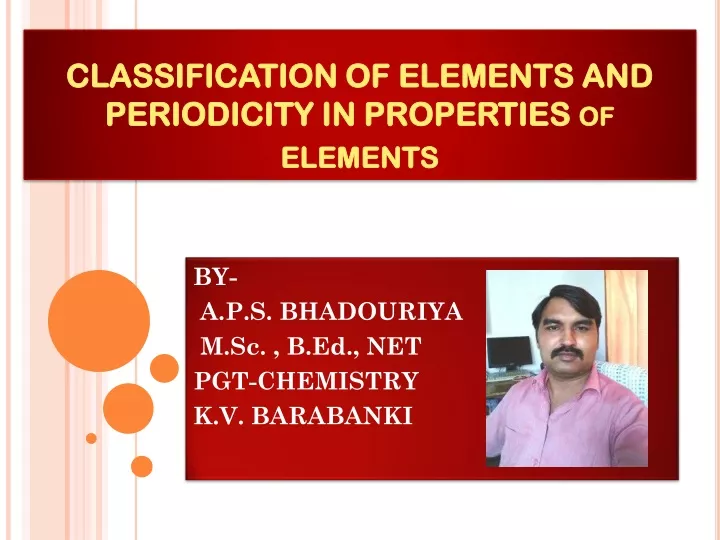 classification of elements and periodicity in properties of elements