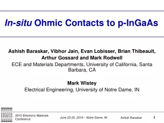 In-situ  Ohmic Contacts to p-InGaAs