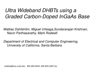 Ultra Wideband DHBTs using a Graded Carbon-Doped InGaAs Base
