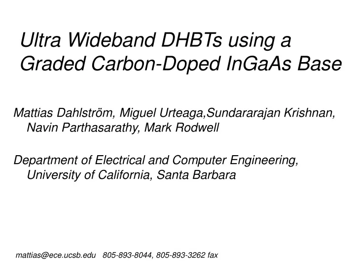 ultra wideband dhbts using a graded carbon doped