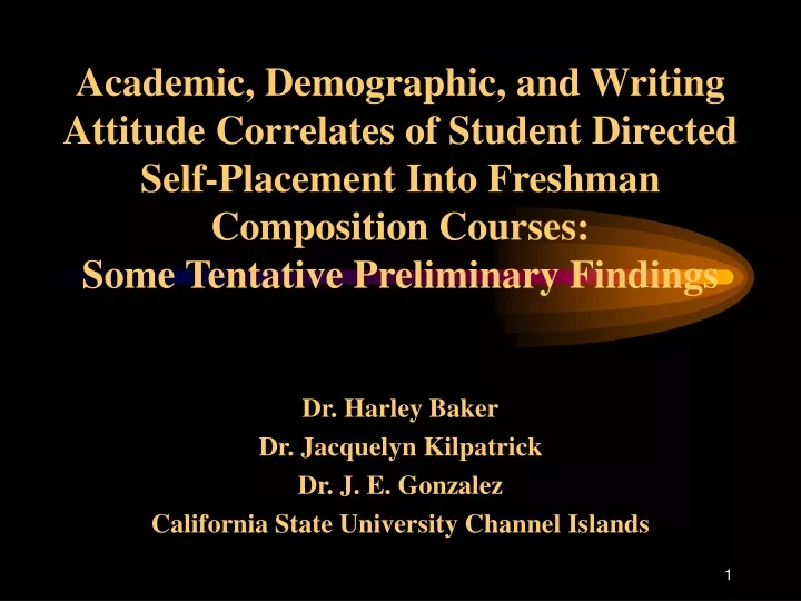 dr harley baker dr jacquelyn kilpatrick dr j e gonzalez california state university channel islands