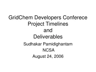 GridChem Developers Conferece Project Timelines and  Deliverables