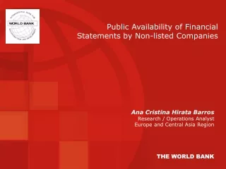 Ana Cristina Hirata Barros Research / Operations Analyst Europe and Central Asia Region