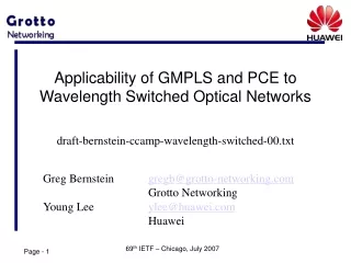 Applicability of GMPLS and PCE to Wavelength Switched Optical Networks