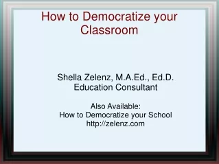 How to Democratize your Classroom