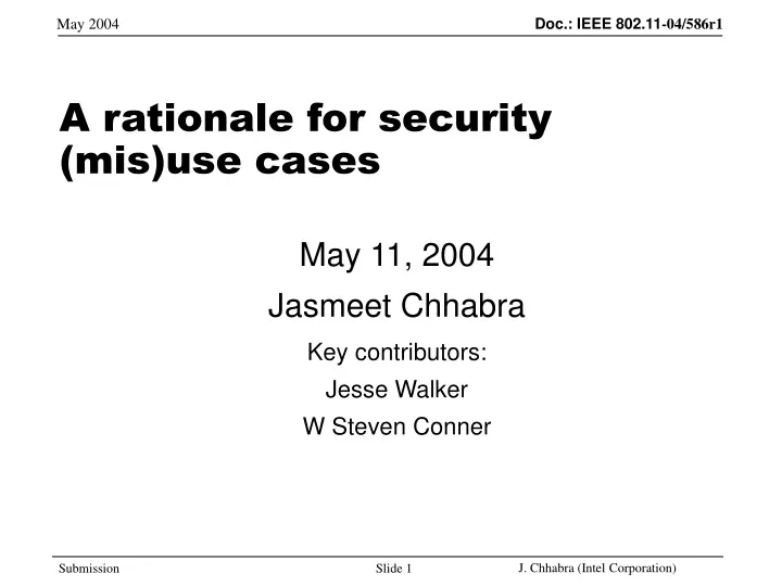 a rationale for security mis use cases