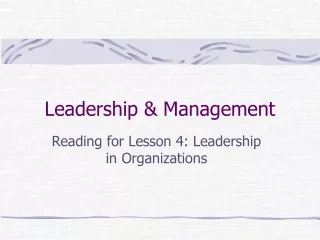 Leadership &amp; Management