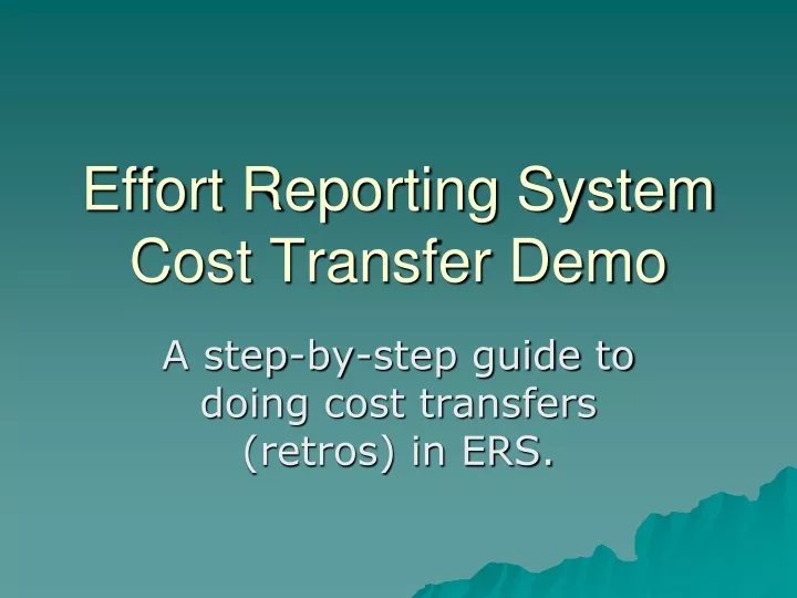 effort reporting system cost transfer demo