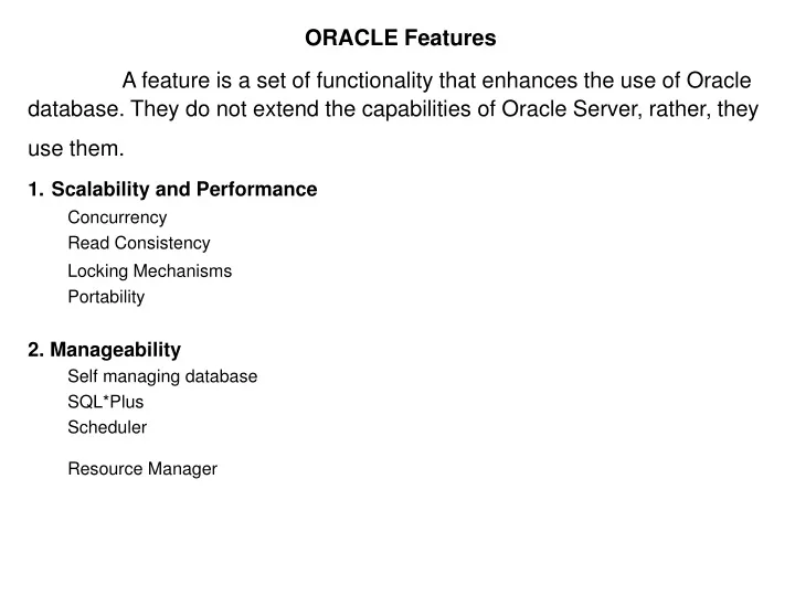 oracle features a feature