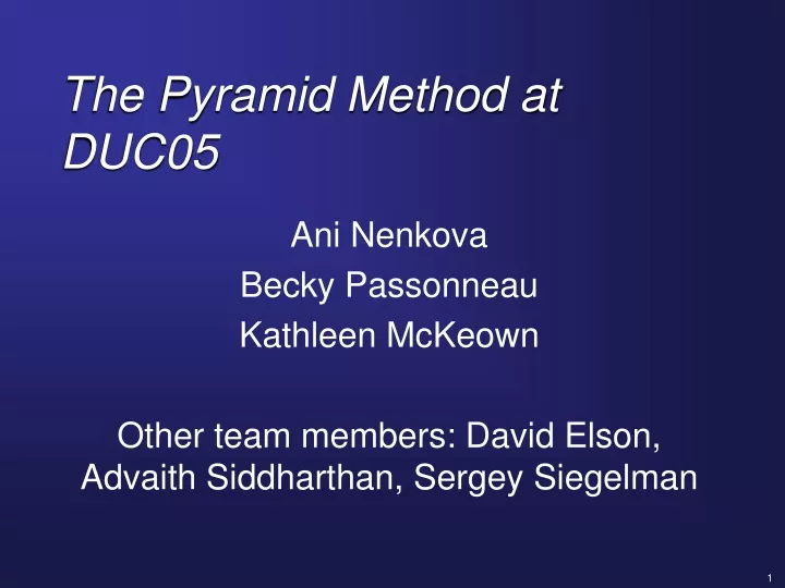 the pyramid method at duc05
