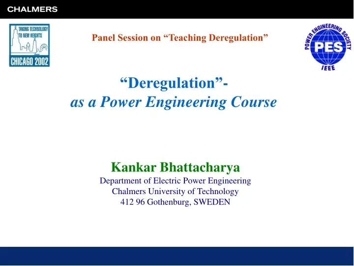deregulation as a power engineering course