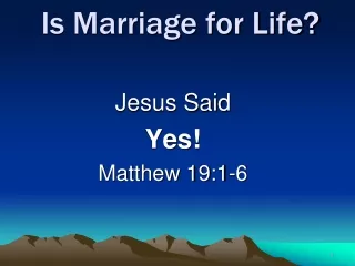 Is Marriage for Life?