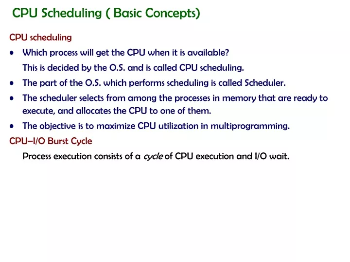 cpu scheduling basic concepts