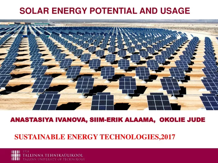 solar energy potential and usage