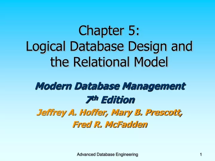 chapter 5 logical database design and the relational model