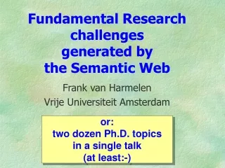 Fundamental Research challenges  generated by  the Semantic Web