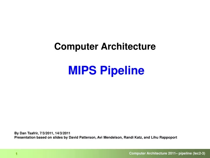 computer architecture mips pipeline