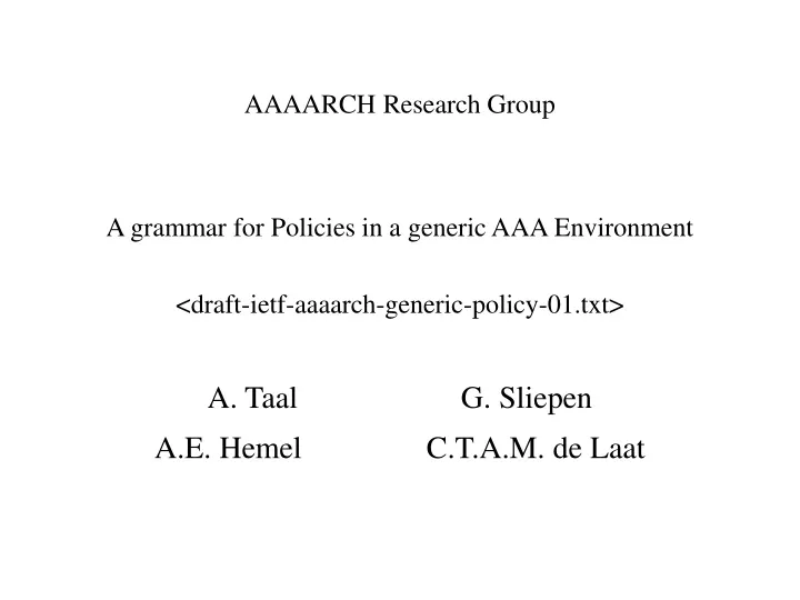 aaaarch research group