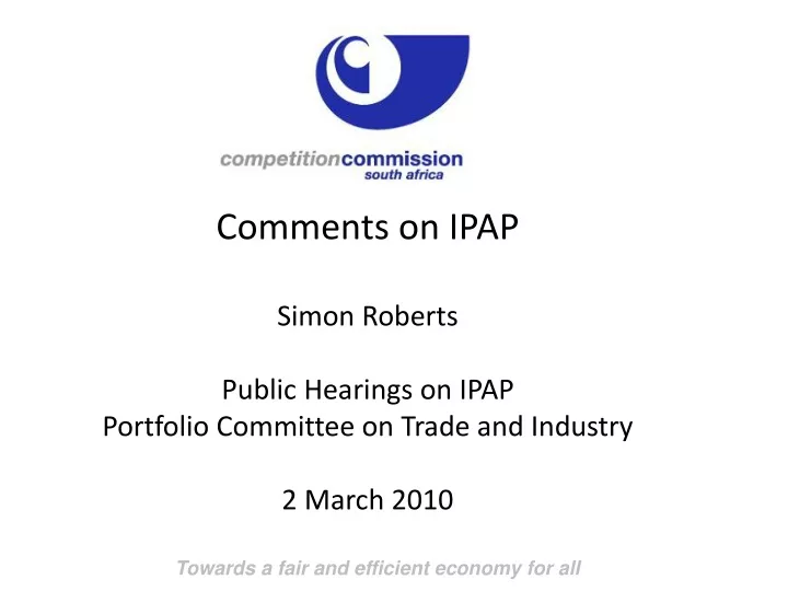 comments on ipap simon roberts public hearings