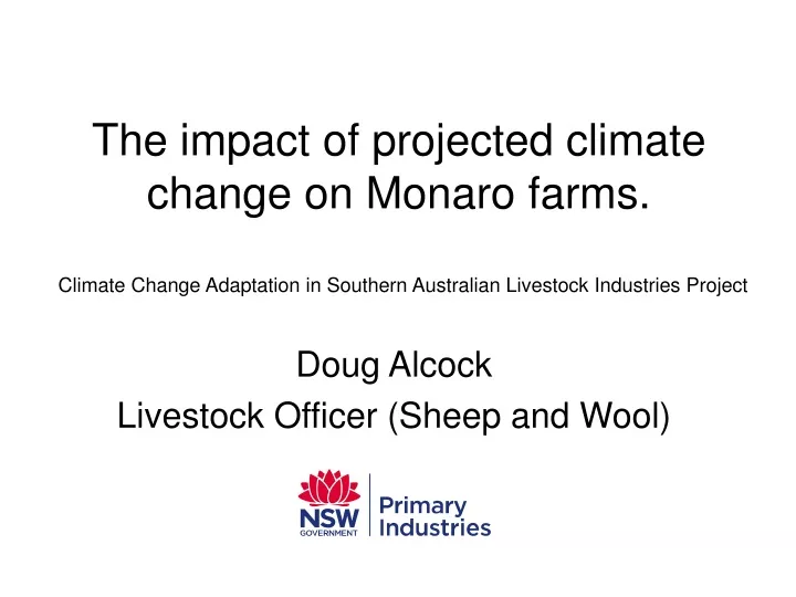 the impact of projected climate change on monaro farms
