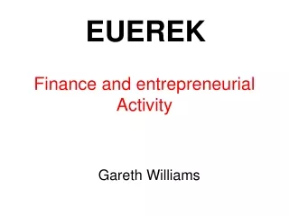 Finance and entrepreneurial Activity