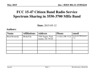 FCC 15-47 Citizen Band Radio Service Spectrum Sharing in 3550-3700 MHz Band