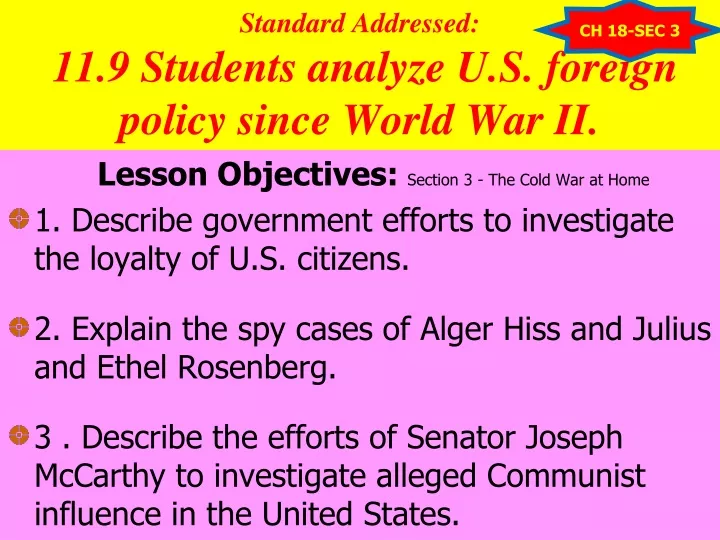 standard addressed 11 9 students analyze u s foreign policy since world war ii