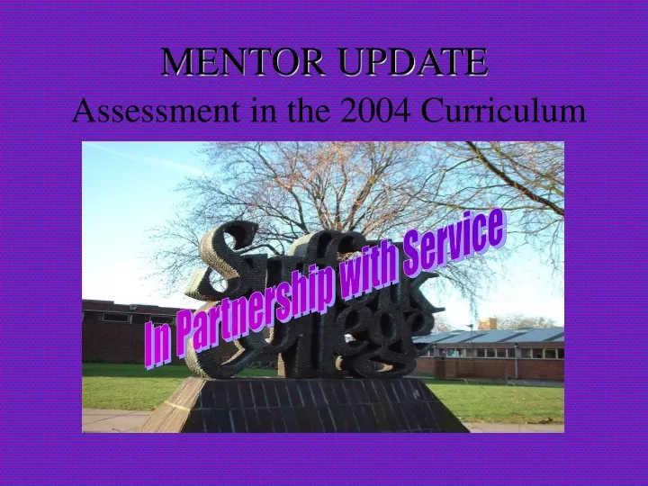 mentor update assessment in the 2004 curriculum