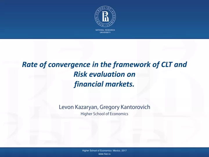 rate of convergence in the framework of clt and risk evaluation on financial markets