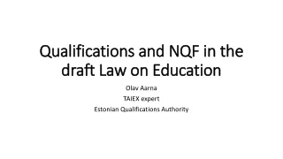Qualifications and NQF in the draft Law on Education