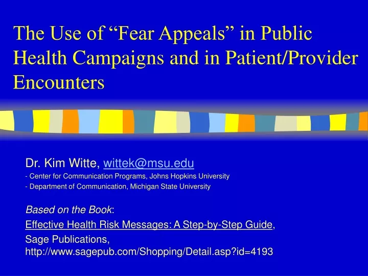 the use of fear appeals in public health campaigns and in patient provider encounters