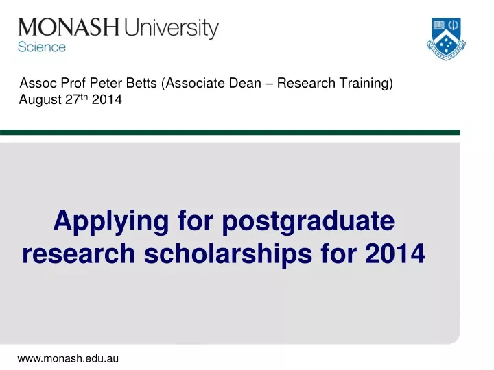 assoc prof peter betts associate dean research training august 27 th 2014
