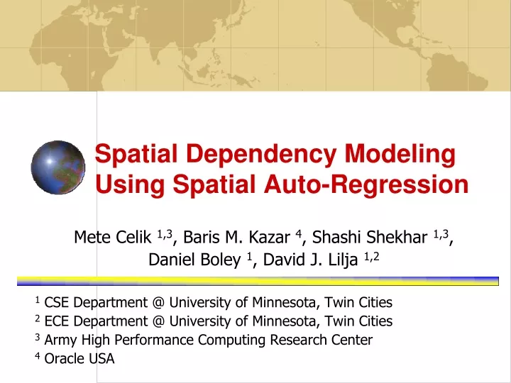 spatial dependency modeling using spatial auto regression