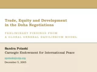 Trade, Equity and Development in the Doha Negotiations