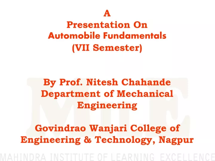 a presentation on automobile fundamentals