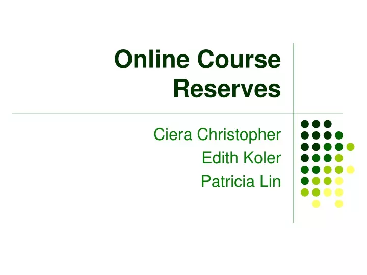 online course reserves