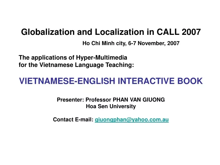globalization and localization in call 2007