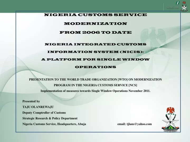 nigeria customs service modernization from 2006