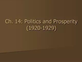 Ch. 14: Politics and Prosperity (1920-1929)