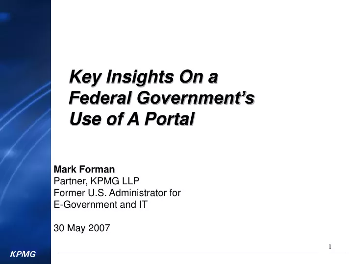 key insights on a federal government