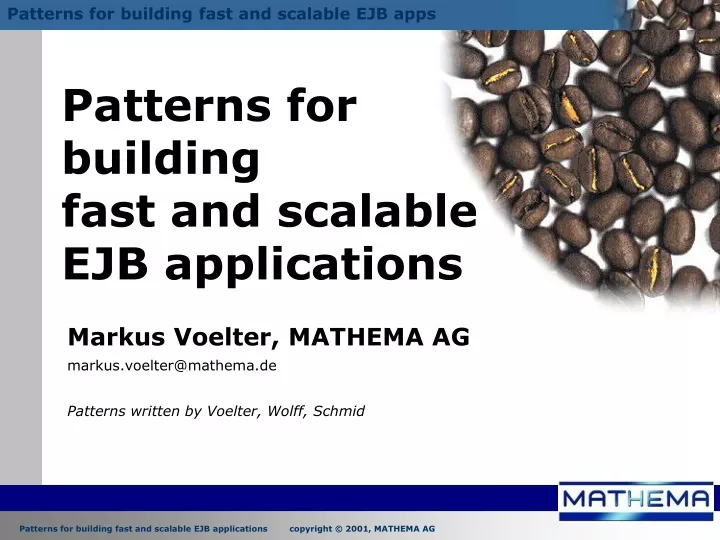 patterns for building fast and scalable ejb applications