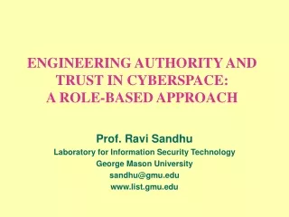ENGINEERING AUTHORITY AND TRUST IN CYBERSPACE: A ROLE-BASED APPROACH