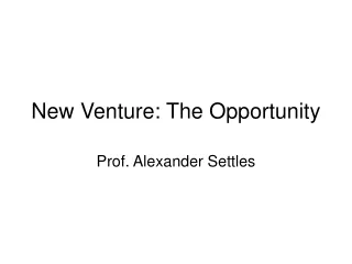 New Venture: The Opportunity